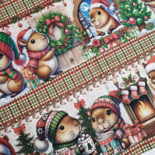 Tecido Tricoline Digital Barrado Capivaras Natalinas