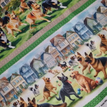 Tecido Tricoline Digital Barrado Cats and Dogs