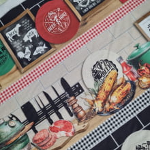 Tecido Tricoline Digital Barrado Churrasco