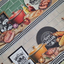 Tecido Tricoline Digital Barrado Churrasco