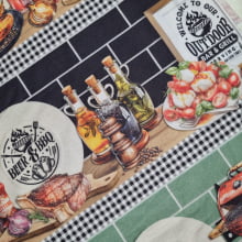 Tecido Tricoline Digital Barrado Churrasco