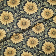 Tecido Tricoline Digital Coleção Campo Dourado Girassóis Arabescos