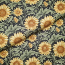Tecido Tricoline Digital Coleção Campo Dourado Girassóis Médio
