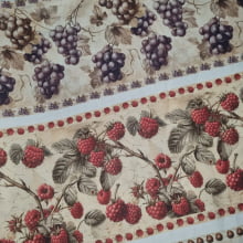 Tecido Tricoline Digital Barrado Coleção Frutas Vintage 