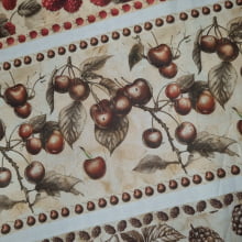Tecido Tricoline Digital Barrado Coleção Frutas Vintage 