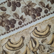 Tecido Tricoline Digital Barrado Coleção Frutas Vintage 