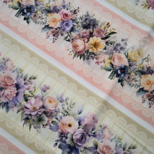 Tecido Tricoline Digital Barrado Floral