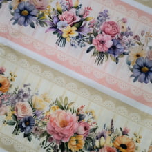 Tecido Tricoline Digital Barrado Floral