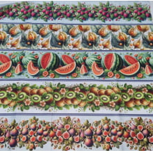 Tecido Tricoline Digital Barrado Frutas