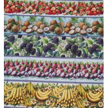 Tecido Tricoline Digital Barrado Frutas