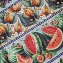 Tecido Tricoline Digital Barrado Frutas