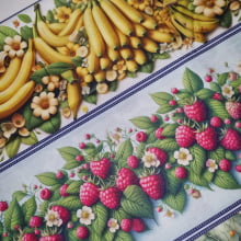 Tecido Tricoline Digital Barrado Frutas