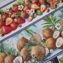 Tecido Tricoline Digital Barrado Frutas