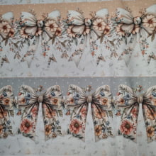 Tecido Tricoline Digital Barrado Laços Florais