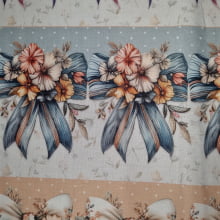 Tecido Tricoline Digital Barrado Laços Florais