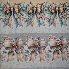 Tecido Tricoline Digital Barrado Laços Florais