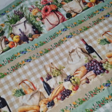 Tecido Tricoline Digital Barrado Mesa Colonial