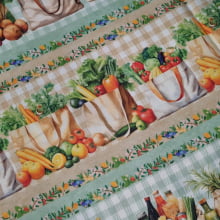 Tecido Tricoline Digital Barrado Mesa Colonial