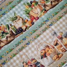 Tecido Tricoline Digital Barrado Mesa Colonial