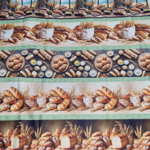 Tecido Tricoline Digital Barrado Pães e Trigo