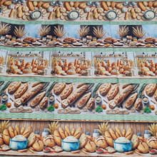 Tecido Tricoline Digital Barrado Pães e Trigo