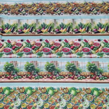 Tecido Tricoline Digital Barrado Verduras e Legumes 