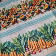 Tecido Tricoline Digital Barrado Verduras e Legumes 