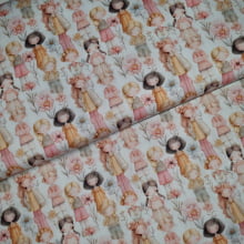 Tecido Tricoline Digital Candy Color's Girls and Flowers