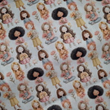 Tecido Tricoline Digital Candy Color's Girls and Flowers 2