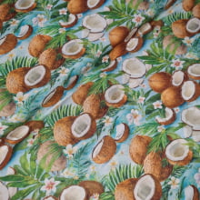 Tecido Tricoline Digital Cocos e Flores