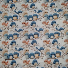 Tecido Tricoline Digital Coleção Amandita Passárinhos e Galhos