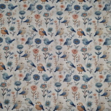 Tecido Tricoline Digital Coleção Amandita Passáros e Flores