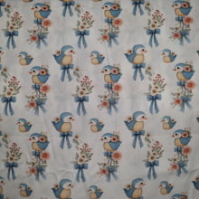 Tecido Tricoline Digital Coleção Amandita Passáros e Laços