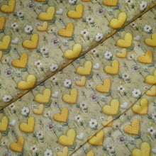 Tecido Tricoline Digital Coleção Amarelinhas Corações