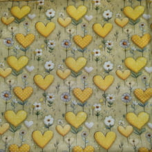 Tecido Tricoline Digital Coleção Amarelinhas Corações