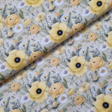 Tecido Tricoline Digital Coleção Amarelinhas Flores