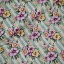 Tecido Tricoline Digital Coleção Bloomer Flores Listras