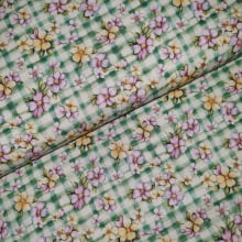 Tecido Tricoline Digital Coleção Bloomer Flores Xadrez