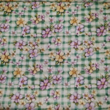 Tecido Tricoline Digital Coleção Bloomer Flores Xadrez