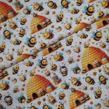Tecido Tricoline Digital Coleção Lady Bees Abelinhas