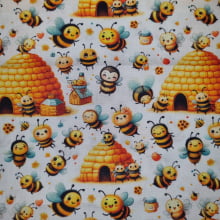 Tecido Tricoline Digital Coleção Lady Bees Abelinhas