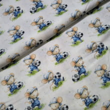 Tecido Tricoline Digital Coleção Ratinho Aventureiro Jogador