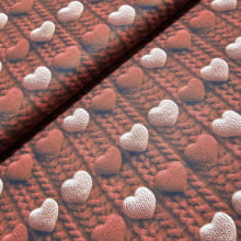 Tecido Tricoline Digital Coração Croche