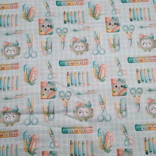 Tecido Tricoline Digital Escolar fd Quadriculado