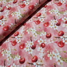 Tecido Tricoline Digital Flor de CErejeira Rosa