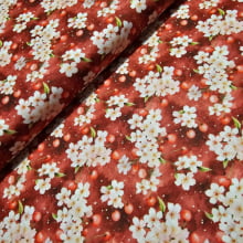 Tecido Tricoline Digital Flor de Cerejeira Vermelho