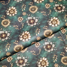 Tecido Tricoline Digital Floral fd Verde