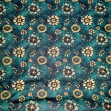 Tecido Tricoline Digital Floral fd Verde