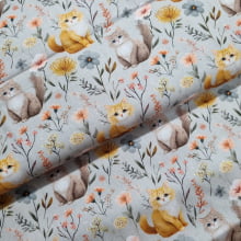 Tecido Tricoline Digital Flores e Gatos Delicados 