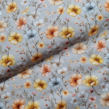 Tecido Tricoline Digital Flores e Ramos Delicados 